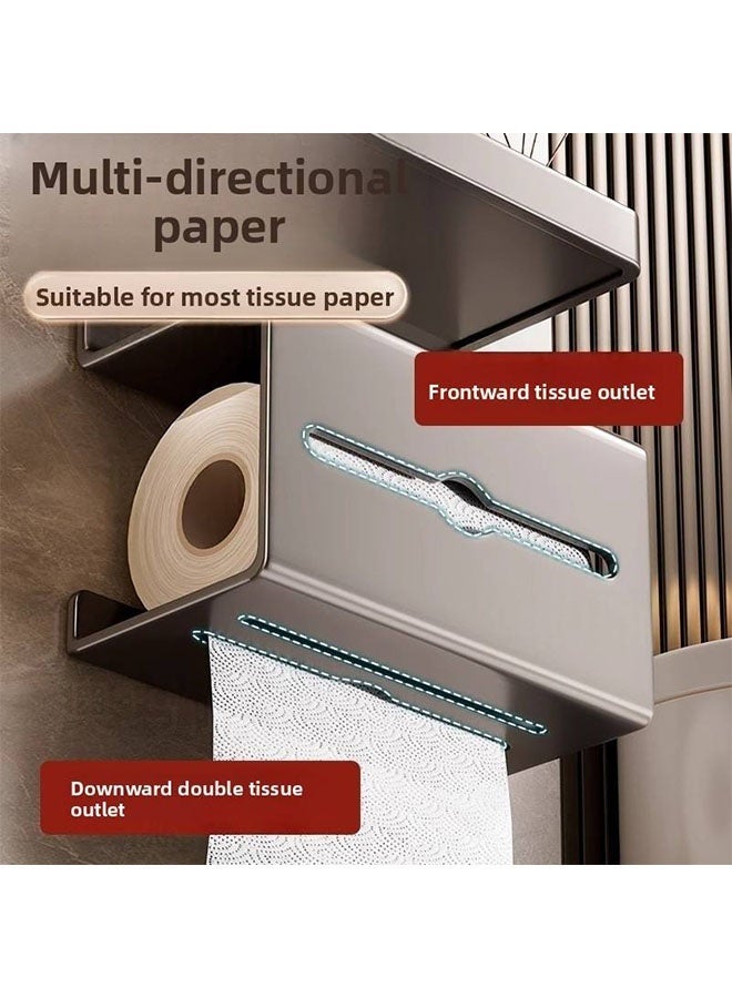 Tissue Box,Punch-Free Wall Mounted Tissue Box, Toilet Paper Holder with Shelf Wipes Dispenser,Elegant Classic Style Napkin Tissue Holder,Stainless Steel Waterproof Tissue Box, Toilet Paper Box, Tissue Holder, Drying Tissue Holder for Rolling Paper, Phone, Trash Bags,  Tissues,  Hanging Tissue Box For Bedroom Bathroom Kitchen Office Storage - view 5